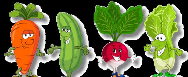 Загадки про овочі навчають у школі.  Пізнавальні загадки про овочі та фрукти.  Загадки про овочі - вчимося, граючи